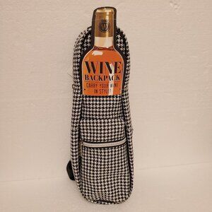 NWT Wild Eye Designs Adjustable Wine Backpack Bag Black White Houndstooth - OS